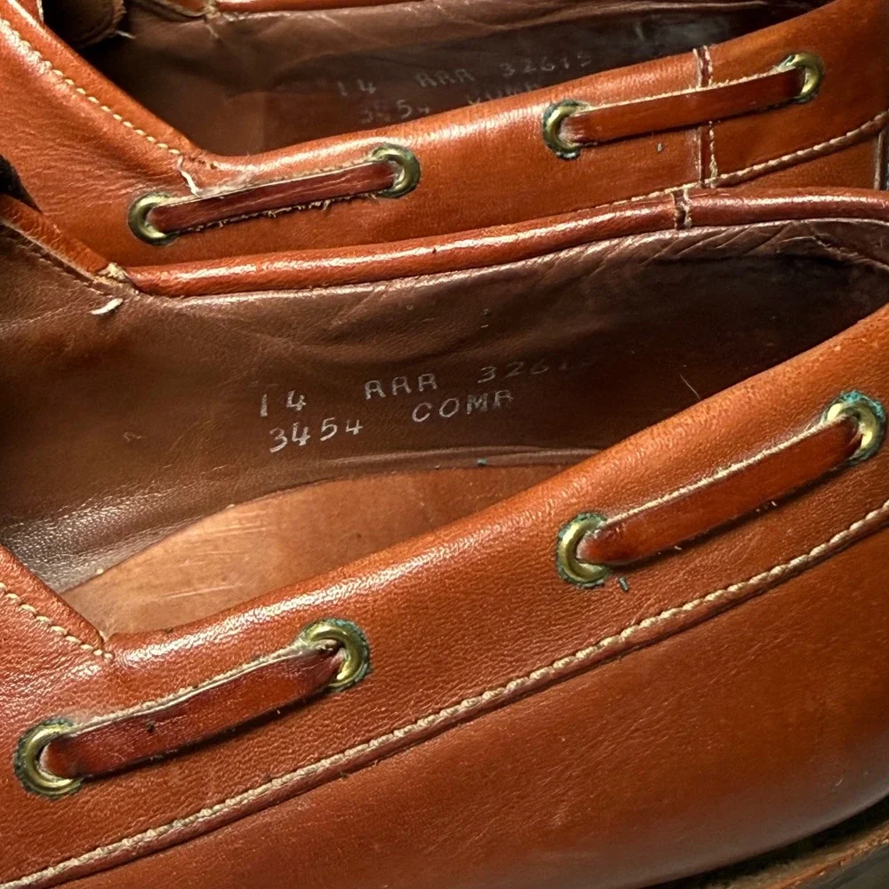 Allen Edmonds Clipper Boat Shoes Mens 14 AAA Brown Leather Moc Toe Vibram USA